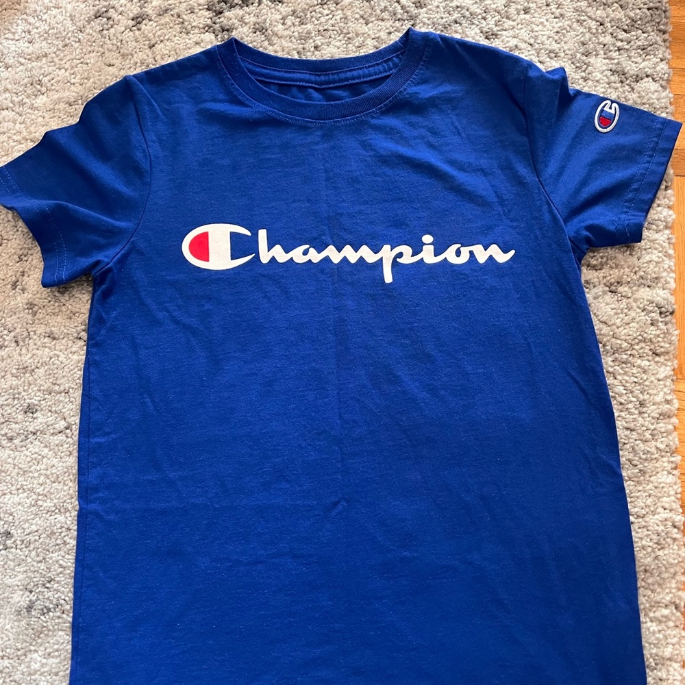 Champion Blue Short Sleeve Tee with Logo